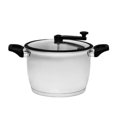 Imagem de Pipoqueira Tramontina Allegra Aço Inox E Tampa De Vidro Com Borda De Silicone 22 Cm 5,6 L