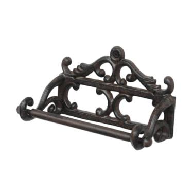 Imagem de Bothyi Suporte de rolo de papel higiênico, suporte decorativo de parede para toalhas, para rolo de papel higiênico para banheiro, cozinha e banheiro, Preto