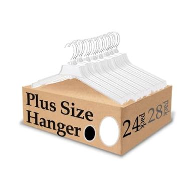 Imagem de King Mills Cabides extra largos para roupas plus size, ganchos para Colgar Ropa, cabides plus size de 48 cm, ideais para GG, 2GG, camisas, casacos, vestidos, etc. Plástico. Branco.