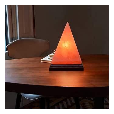 Imagem de Lâmpada de sal rosa do Himalaia HL – em forma de pirâmide com interruptor de intensidade de luz e 2 lâmpadas (15W) – Lâmpada de cristal natural feita à mão para decoração de casa e escritório