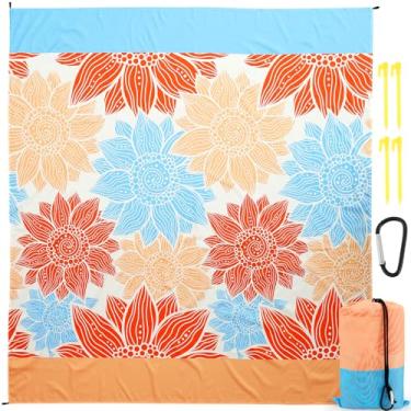 Imagem de Cobertor de praia tapete de piquenique externo extra grande impermeável dobrável à prova de areia portátil tapete de piquenique lavável poliéster acampamento caminhada cobertor para brincar ao ar