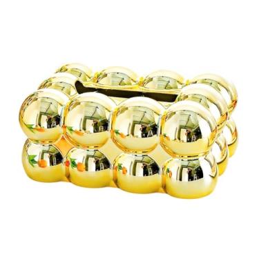 Imagem de Baoblaze Porta-lenços decorativo antiderrapante dourado, porta-guardanapos, caixa de papel higiênico para quarto, escritório, banheiro, sala de estar, Caixa de Lenços de Papel