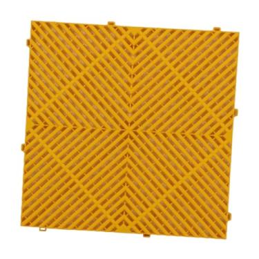 Imagem de IEUDNS Tapete de drenagem interligado, tapete de drenagem para piso interno, almofada modular para cozinha, porão, pátio, casa de fazenda, Amarelo
