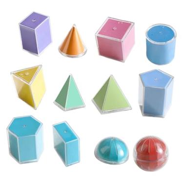Imagem de JunZheHub 12 Peças de Sólidos Geométricos 3D, Material Escolar, Brinquedo Educativo, Auxiliares para Professores