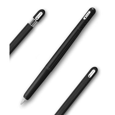 Imagem de Capa de silicone compatível com Apple Pencil (2ª geração/Pro/USB-C) – capa protetora, aderência confortável, design ergonômico antiderrapante, leve e resistente a arranhões (preto)