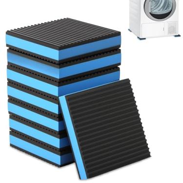 Imagem de 8 peças de almofada vibratória mecânica, borracha reforçada com nervuras com fundo listrado para ar condicionado, máquina de lavar e secar