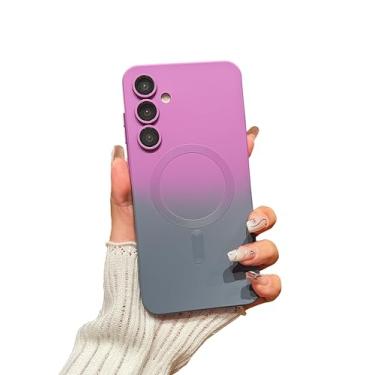 Imagem de Doowear Capa magnética compatível com Galaxy A55 5G [suporta carregador Magsafe] protetor de lente de câmera sem fio gradiente à prova de choque capa de telefone de borracha de silicone para Samsung