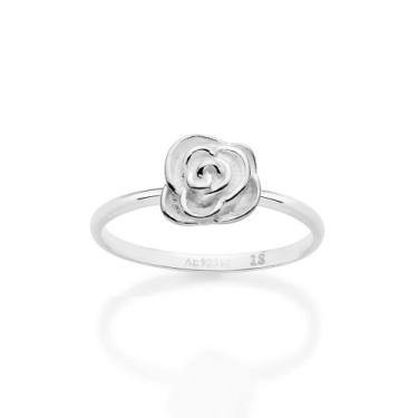 Imagem de Anel Skinny Com Rosa Prata Maciça 925 Rommanel 810365, 24, Prata