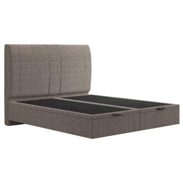 Imagem de Cama Queen Baú Flutuante Com Cabeceira 160cm Spazio S04 Linho Marrom - Lyam Decor