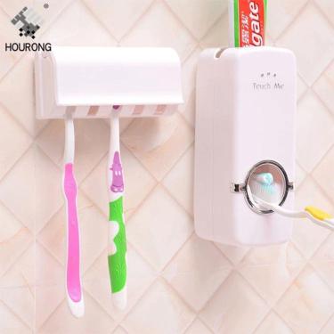 Imagem de Dispenser Automático de Pasta de Dente + Suporte de Escova: Prático e Higiênico!
