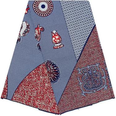 Imagem de Shenbolen Tecido de cera africana 6 jardas Ankara Print Tecido de algodão para vestido de festa (B12)