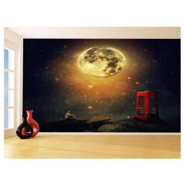 Imagem de Papel De Parede Céu Lua Luz Cabine Telefônica 3,5M Nsk120