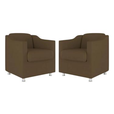 Imagem de Kit 2 Poltronas Bia Decorativa Reforçada Recepção Clinica Salão Sala De Estar Suede