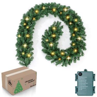 Imagem de Guirlanda de Natal NiteStarry de 9 pés com luzes e 8 modos de bateria