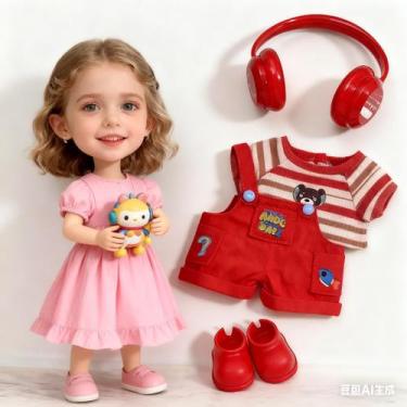 Imagem de Conjunto de 4 peças de roupas para bonecas Labubu, boneca de 17 cm  ca