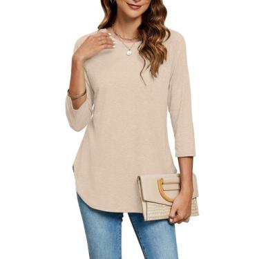 Imagem de Túnica feminina Newchoice, manga 3/4, casual, outono (L, creme)