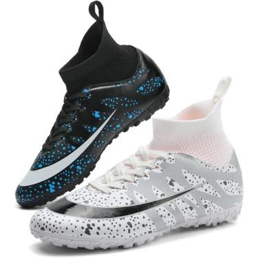 Imagem de Tênis de futebol masculinos de futebol com pontas longas, couro e borr