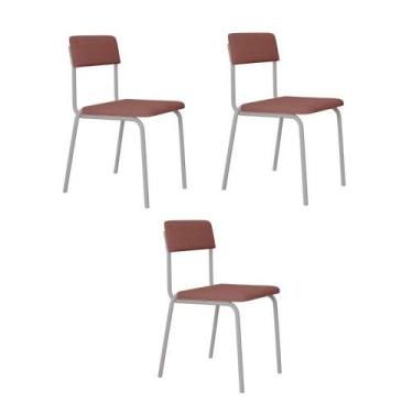 Imagem de Conjunto 3 Cadeiras de Jantar Fit Tecido Sintético Est.Branca - Metali