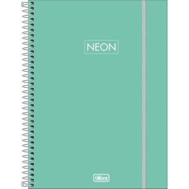 Imagem de Tilibra - Caderno Espiral Capa Plástica Universitário 10 Matérias Neon Fit Feminino 160 Folhas - Capa Turquesa