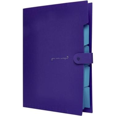 Imagem de Pasta Sanfonada Plastica A4 5 Divisoes Lilas Neon - Polibras