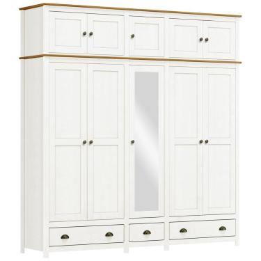 Imagem de Guarda Roupa Casal 10 Portas Com Espelho E Maleiro Mazzaro F06 Branco Freijó - Lyam Decor