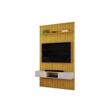 Imagem de Painel Ripado Com Rack Suspensa Para Tv Até 75 Sala Moderna Com Home B