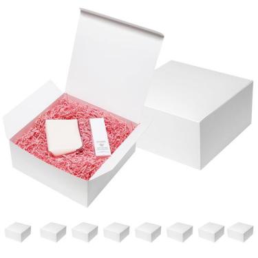 Imagem de Caixas de presente Mefleet 30x30x13 cm brancas, pacote com 10 tampas