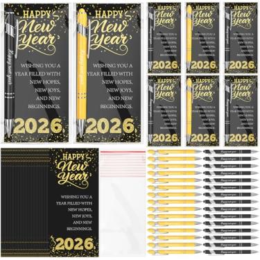 Imagem de Demonwer 30 conjuntos de canetas de feliz ano novo a granel 2026 com cartões de bênção, presentes de ano novo de 2026, para funcionários de equipe, colegas de trabalho, amigos, lembrancinhas de festa