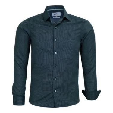 Imagem de Camisa Social Amil Masculina Manga longa Slim Micro Estampa 1874, Pret