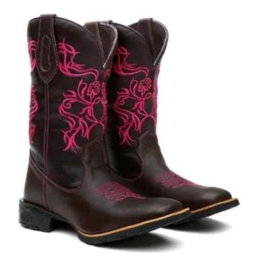 Imagem de Bota Botina Texana Country Flor Pink - Selaria Imperio, Marrom, 46