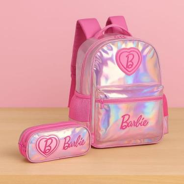 Imagem de Kit Mochila Costas com Estojo Triplo - Barbie Luxo Holografica - luxce
