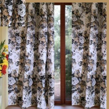 Imagem de Cortina rustica Flores varao Simples 2,60x2,60m - HOME SUSI, vermelho