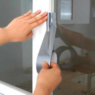 Imagem de Fita adesiva forte para janelas deslizantes e molduras de portas, fita de vedação de 5 cm x 10 m para isolamento acústico, à prova d'água e à prova de vento, durável e resistente ao desgaste, cinza