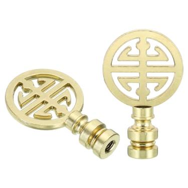 Imagem de Generic Tampa de acabamento de lâmpada de 1/4-27, pacote com 2 maçanetas redondas de metal sólido de liga de zinco dourado para luminária de mesa ou de chão