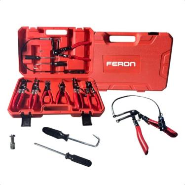 Imagem de Kit de Alicates para Abraçadeiras Automotivas 9 Peças – Haste Flexível e Cabo de Aço - Feron Ferramentas