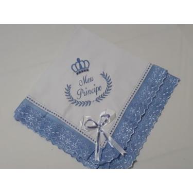Imagem de Manta para bebe Meu Principe Azul bebe e branco - Manta Verão para nen