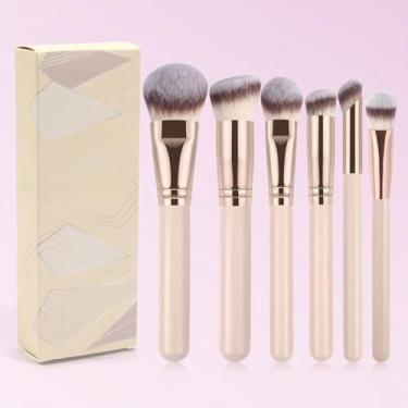 Imagem de Conjunto de 7 pincéis de maquiagem facial com caixa, base básica, corretivo, sombra, pincel de maquiagem para blush com estojo de maquiagem para viagem (tez)