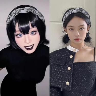 Imagem de Bandanas de turbante Boho para cabelo encaracolado grosso, acessórios decorativos para mulheres, meninas, faixas de cabelo com nó, estampadas, para mulheres, meninas, decoração de cabelo ondulado