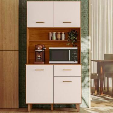 Imagem de Cozinha Compacta 4 Portas 1 Gaveta 90 Cm Izzi Freijo Off White Pln - M