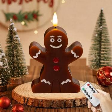 Imagem de SEHNSY Velas sem chamas do homem de gengibre, velas de Natal de LED com temporizador, operadas a pilhas, decoração de casa de férias