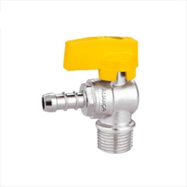 Imagem de Registro Válvula Gás Esfera Angular 90° Rosca 1/2 Npt X 3/8