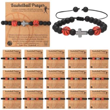 Imagem de Misdary 15 conjuntos de pulseiras de basquete, presentes em massa, pulseiras ajustáveis com cartões inspiradores, acessórios esportivos para mulheres, homens, adultos, amantes de equipe, presentes de