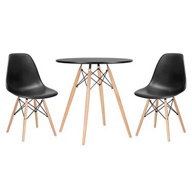 Imagem de Loft7, Kit - Mesa redonda Eames 70 cm preto + 2 cadeiras Eiffel Dsw Preto