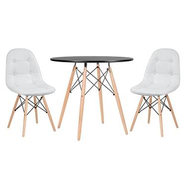 Imagem de Loft7, KIT - Mesa Eames 80 cm preto + 2 cadeiras Eames Botonê cinza claro