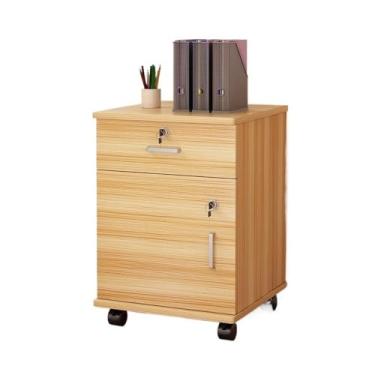 Imagem de Armário de Arquivos Armário de arquivo escritório armário baixo móvel travamento simples com organizador gaveta(Natural)