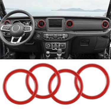 Imagem de 4 peças Kit de acabamento interior painel ar condicionado anel de ventilação anel acabamento anel capa acessórios interiores compatíveis com Jeep Wrangler 2018-2023 JL & 2020-2023 Gladiator JT