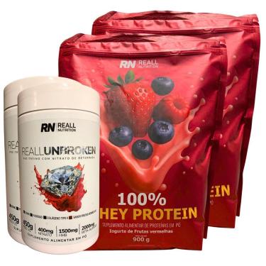 Imagem de Kit 2 Combo Pré-Treino + Whey Suplemento Reall Nutrition-Unissex