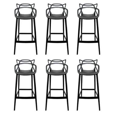 Imagem de Kit - 6 X Banquetas Altas Masters Allegra - Preto