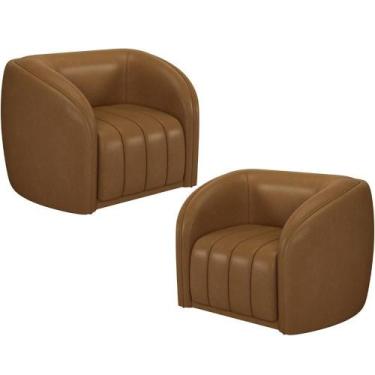 Imagem de Kit 02 Poltronas Decorativa Para Sala De Estar Lazio M03 material sint