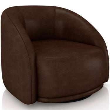 Imagem de Poltrona Decorativa Giratória Angelina M03 material sintético Marrom -